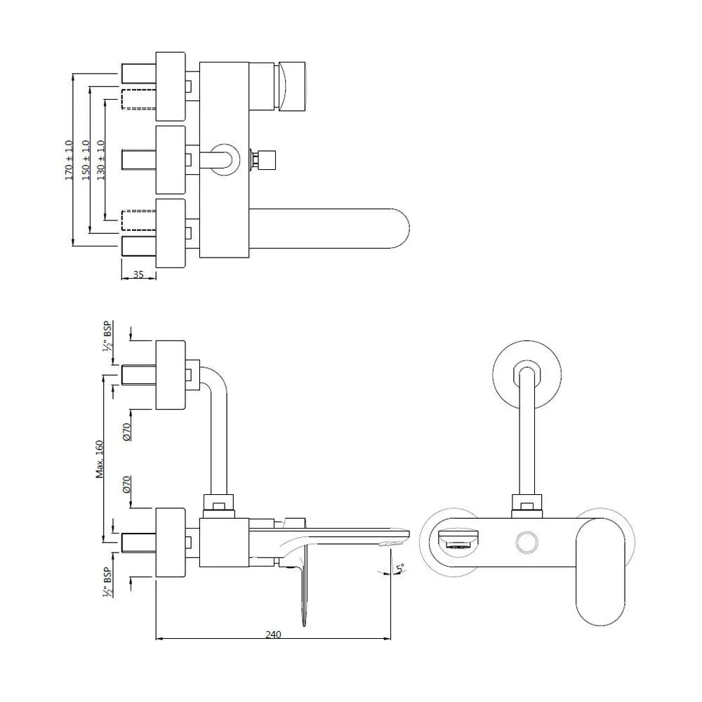 Jaquar Single Lever Wall Mixer Opal Prime series OPP-BLM-15117PM Black Matt - image 2