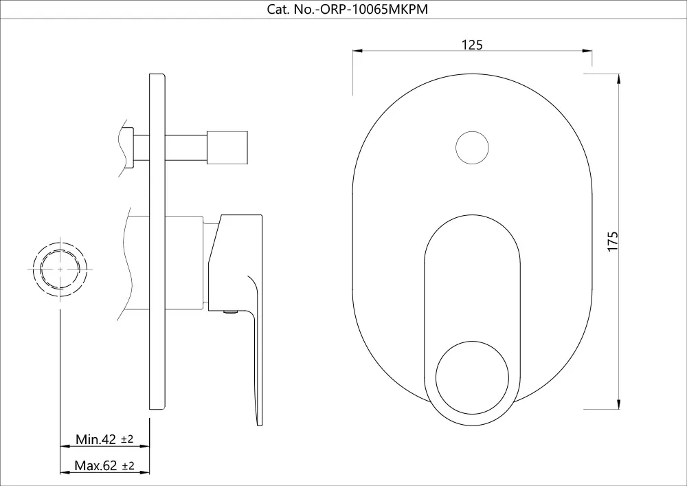 Jaquar Single Lever 2 Way Diverter Exposed Parts Kit with Button Ornamix Prime series ORP-BCH-10065MKPM Black Chrome - image 2