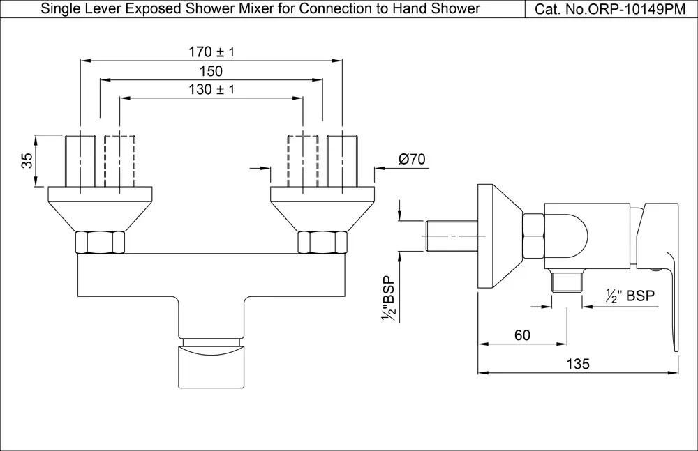Jaquar 1 Way Single Lever Wall Mixer for Hand Shower Ornamix Prime series ORP-BCH-10149PM Black Chrome - image 2