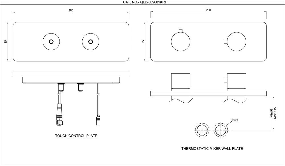 Jaquar Qloud Touch Shower System, 2 Outlets for Rain & Hand QLD-CHR-309681KRH Chrome - image 2