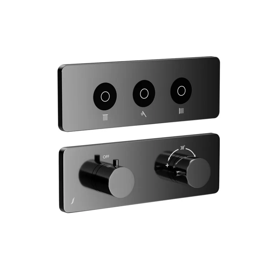 Jaquar Qloud Touch Shower System, 3 Outlets for Rain, Hand & Body QLD-BCH-309683KRHB Black Chrome - image 1