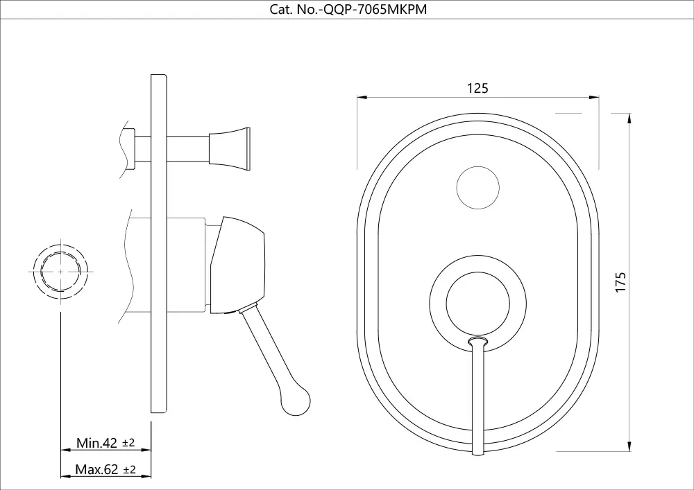 Jaquar Single Lever 2 Way Diverter Exposed Parts Kit with Button Queens Prime series QQP-BLM-7065MKPM Black Matt - image 2