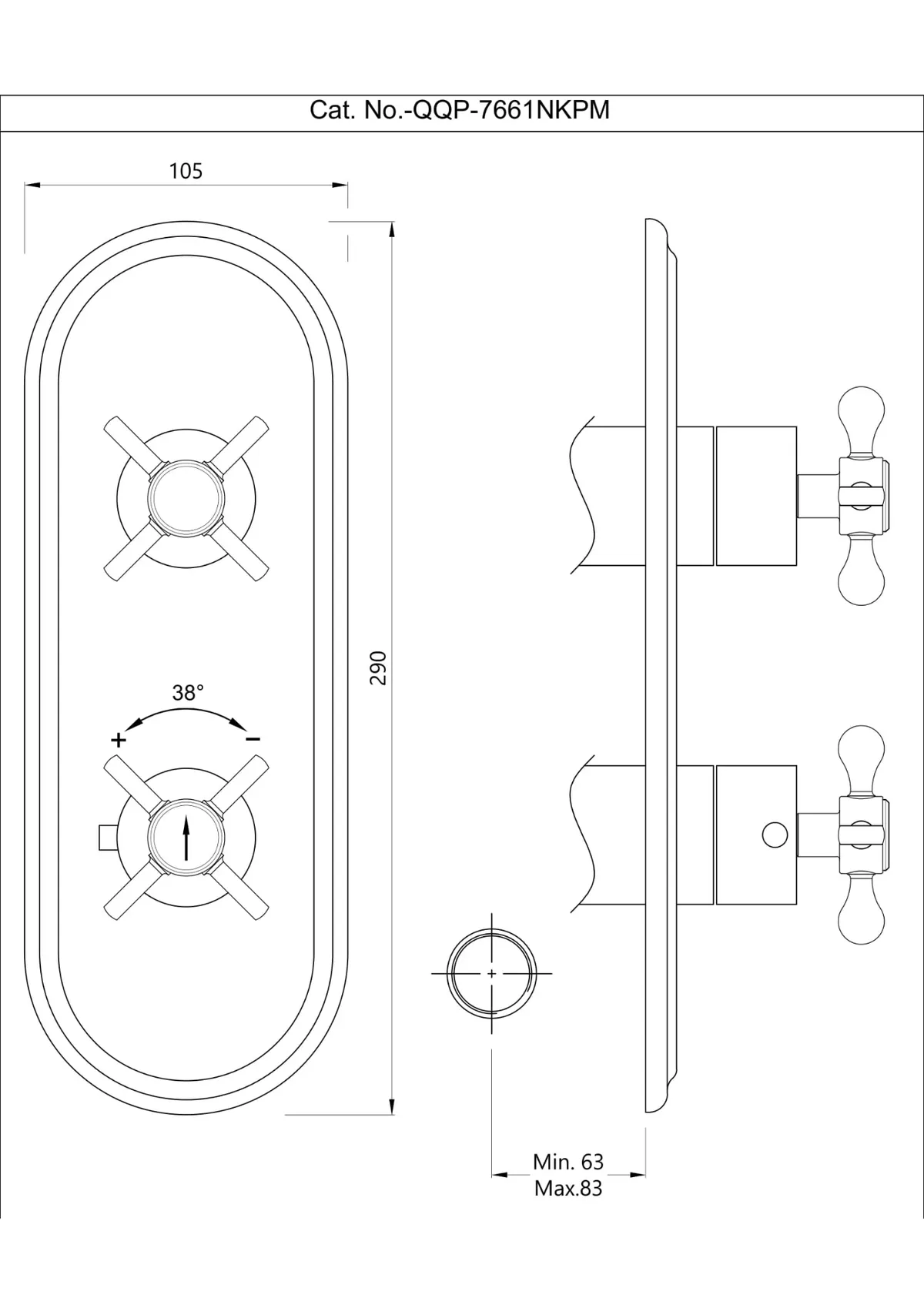 Jaquar Aquamax Thermostatic Mixer Part Kit with 1 Way Diverter Queens Prime series QQP-BLM-7661NKPM Black Matt - image 2