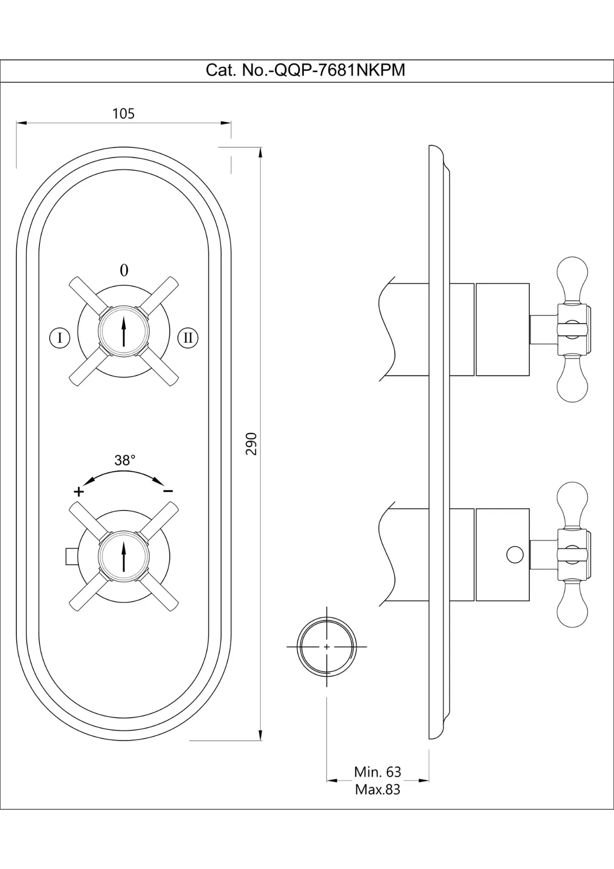 Jaquar Aquamax Thermostatic Mixer Part Kit with 2 Way Diverter Queens Prime series QQP-BCH-7681NKPM Black Chrome - image 2