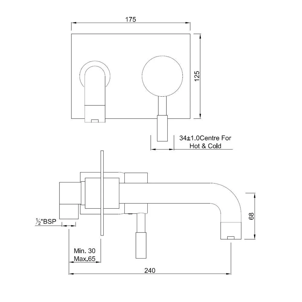 Jaquar High Flow Bath Filler, Concealed Body, Bath Spout, 1 Way Diverter Solo series SOL-CHR-6135 Chrome - image 2