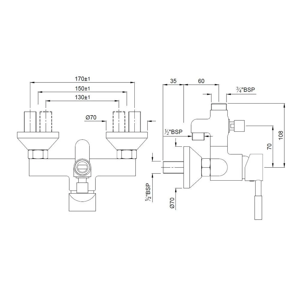 Jaquar 2 Way Single Lever Wall Mixer for Hand and Exposed Shower Solo series SOL-CHR-6145 Chrome - image 2