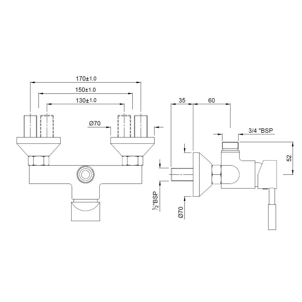 Jaquar 1 Way Single Lever Wall Mixer for Exposed Shower Solo series SOL-CHR-6147 Chrome - image 2