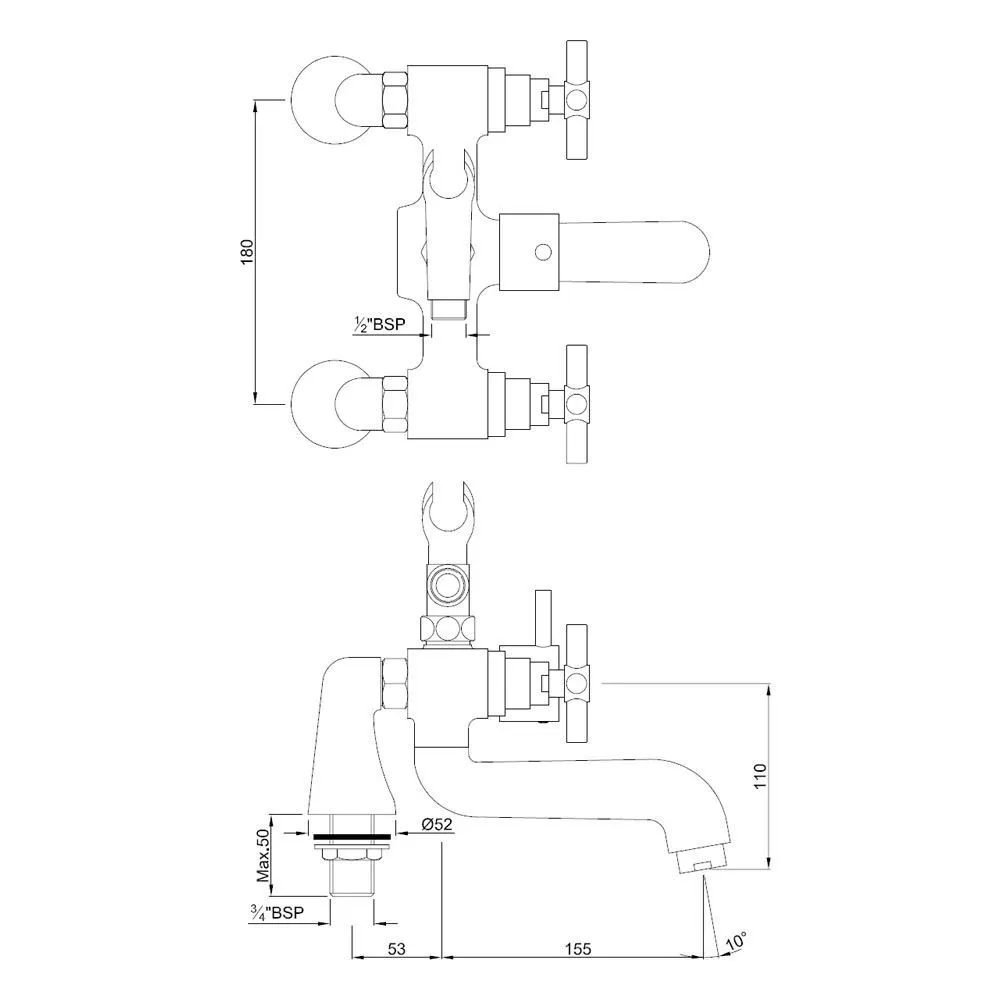 Jaquar Bath Tub Mixer (Exposed Adjustable Legs) Solo series SOL-CHR-6271 Chrome - image 2