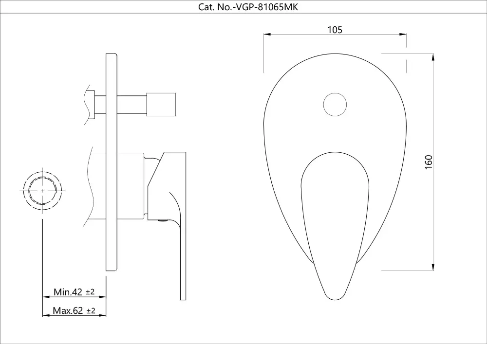 Jaquar 2 Way Diverter Exposed Parts Kit Normal Flow Vignette Prime series VGP-GRF-81065MK Graphite - image 2