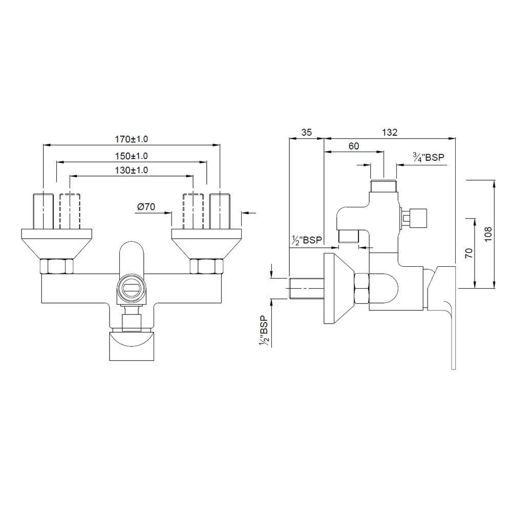 Jaquar 2 Way Exposed Wall Mixer for Pipe and Hand Shower Vignette Prime series VGP-GRF-81145 Graphite - image 2