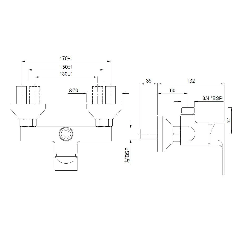 Jaquar 1 Way Exposed Wall Mixer for Pipe Connection Vignette Prime series VGP-GRF-81147 Graphite - image 2