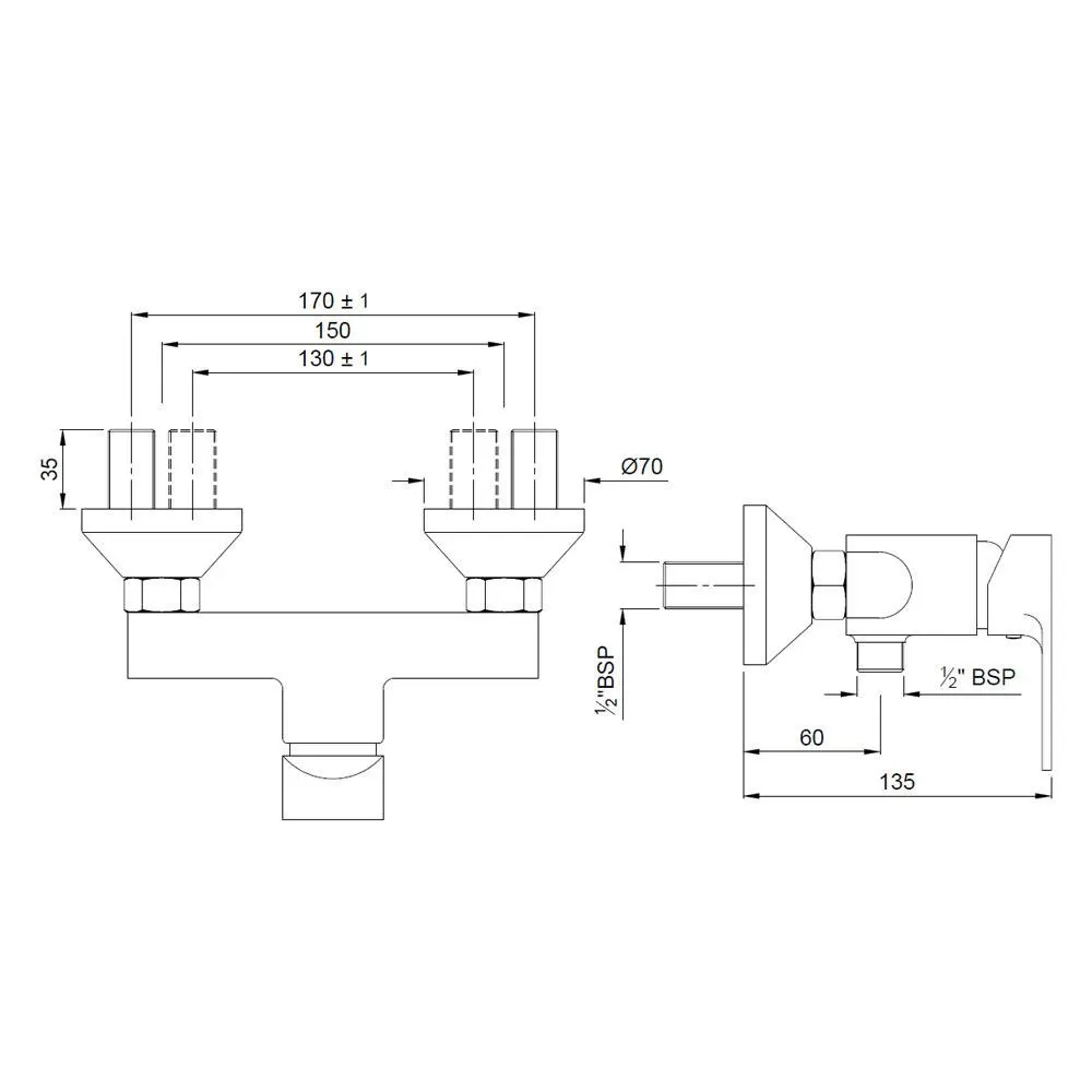 Jaquar 1 Way Single Lever Wall Mixer for Hand Shower Vignette Prime series VGP-ABR-81149 Antique Bronze - image 1