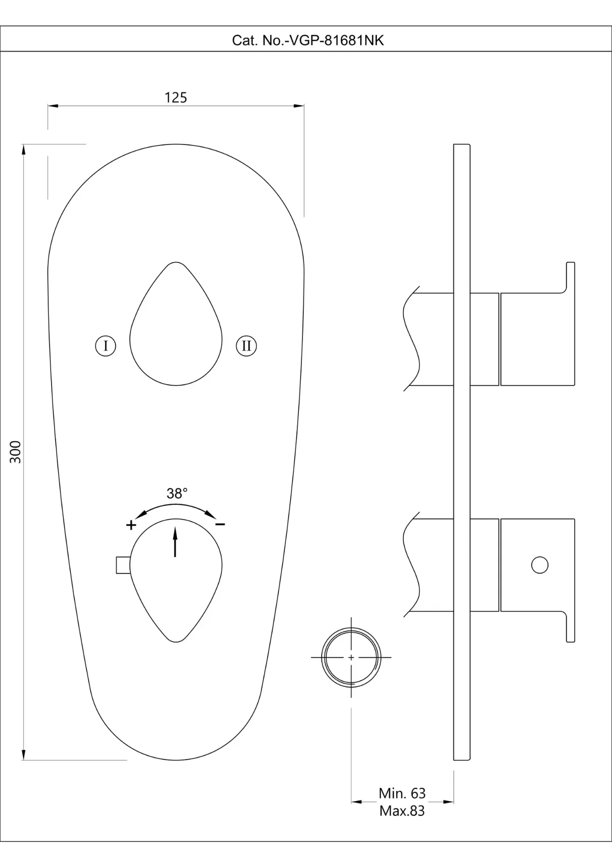 Jaquar Aquamax Thermostatic 2 Way Diverter Exposed Part Kit Vignette Prime series VGP-GRF-81681NK Graphite - image 2