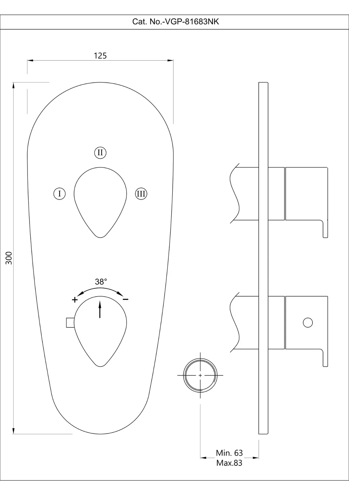 Jaquar Aquamax Thermostatic 3 Way Diverter Exposed Part Kit Vignette Prime series VGP-GRF-81683NK Graphite - image 2