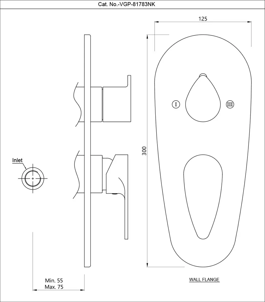 Jaquar Aquamax 3 Way Diverter Exposed Part Kit Vignette Prime series VGP-GRF-81783NK Graphite - image 2