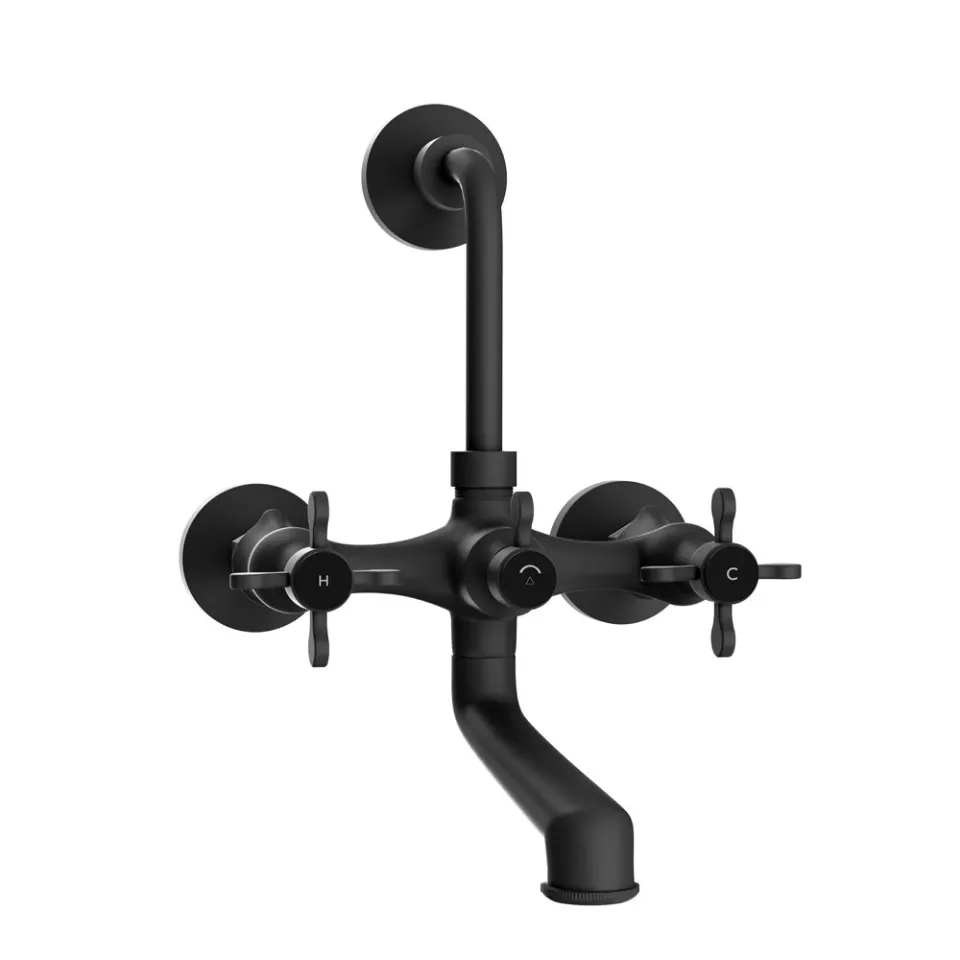 Jaquar Wall Mixer with Provision For Overhead Shower Queen's Prime Faucets series QQP-BLM-7273PM Black Matt - image 1