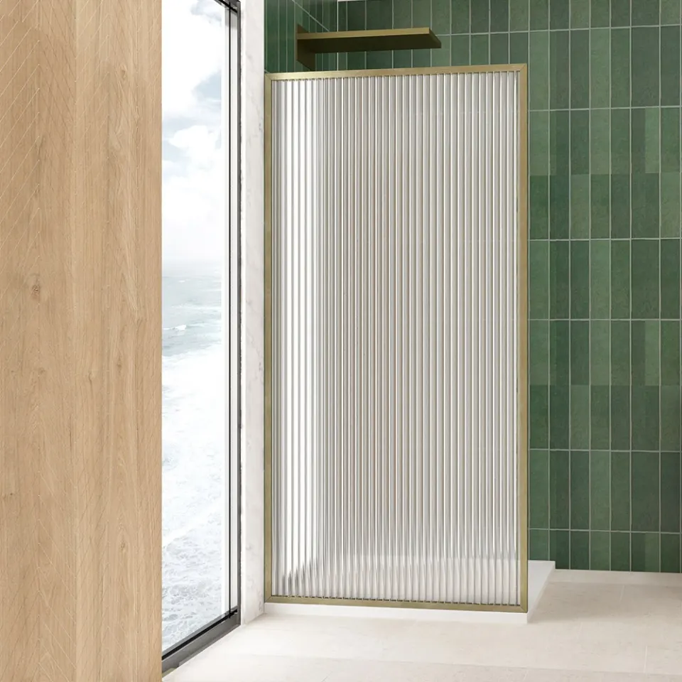 Jaquar Alpha Walk-In Shower Panel, 700 x 2000 mm, Fluted Glass JSE-ABR-ALP110F700H20FL Antique Bronze - image 1