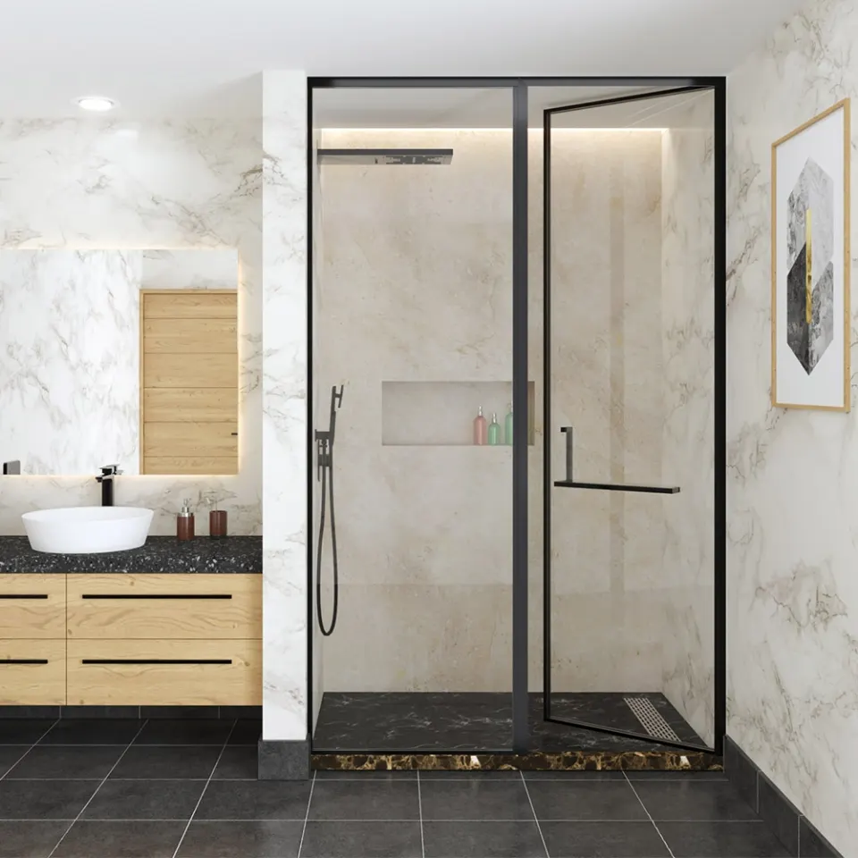 Jaquar Beta Wall-to-Wall Shower Enclosure, 801-1200 mm JSE-BLM-B820W0812H21X Black Matt - image 1