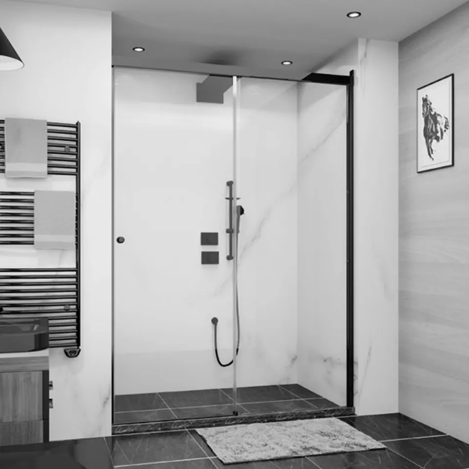 Jaquar Optima Sliding Shower Enclosure, 1200-1500 mm, Left JSE-BLM-OPTSDL1015X Black Matt - image 1