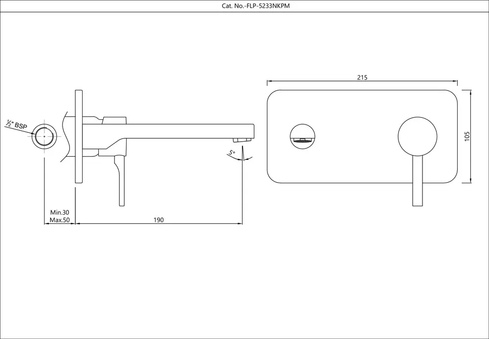 Jaquar Exposed Part Kit of Single Lever Basin Mixer Wall Mounted Florentine Prime series FLP-BCH-5233NKPM Black Chrome - image 2