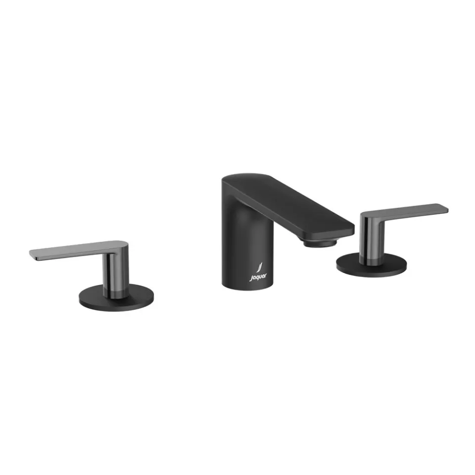 Jaquar 3-Hole Basin Mixer - Lever: Black Chrome | Body: Black Matt Laguna Faucets series LAG-BBC-91189CSL Standard - image 1