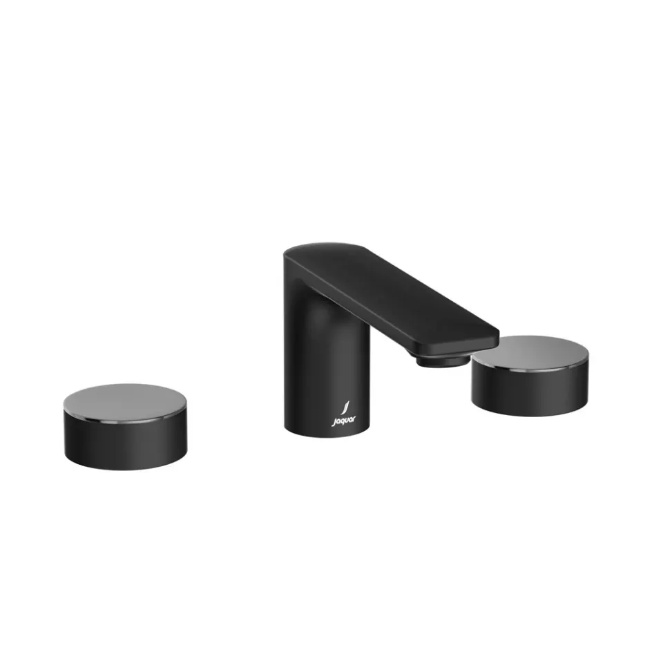 Jaquar 3-Hole Basin Mixer - Lever: Black Chrome | Body: Black Matt Laguna Faucets series LAG-BBC-91189CSR Standard - image 1