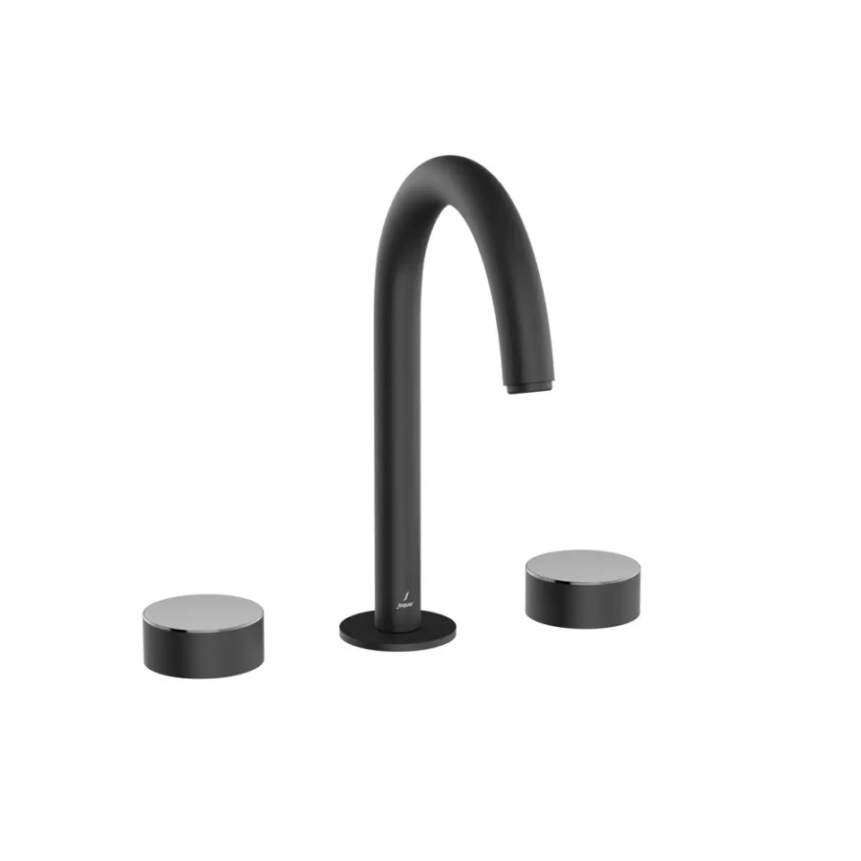 Jaquar 3-Hole Basin Mixer with Pipe Spout - Lever: Black Chrome | Body: Black Matt Laguna Faucets series LAG-BBC-91189PSR Standard - image 1