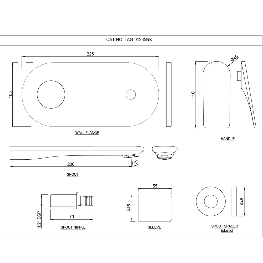 Jaquar Exposed Part Kit of Left Hand Side Operated Single Lever Basin Mixer Laguna series LAG-BLM-91235NK Black Matt - image 2