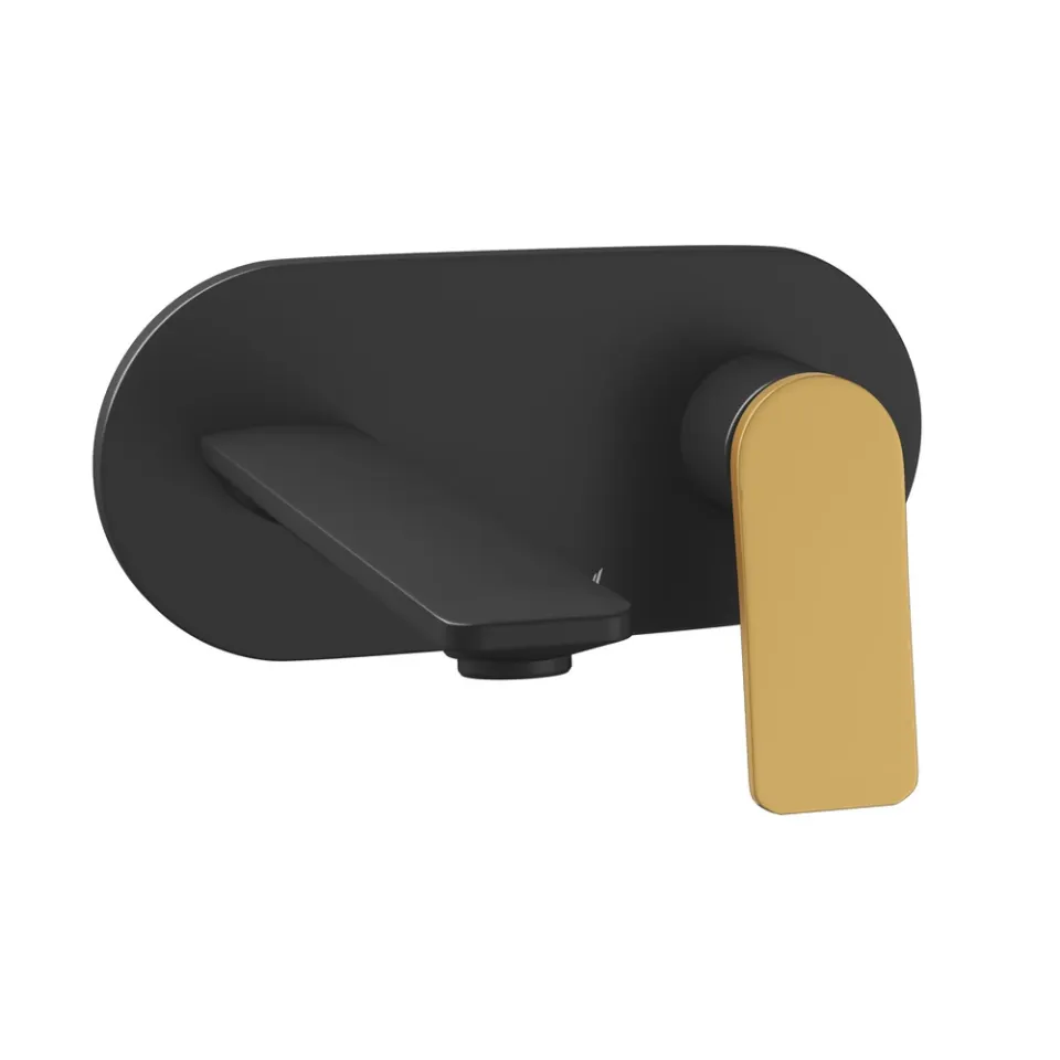 Jaquar Exposed Part Kit of Single Lever Basin Mixer Wall Mounted - Lever: Gold Matt PVD | Body: Black Matt Laguna Faucets series LAG-BGM-91233NK Standard - image 1