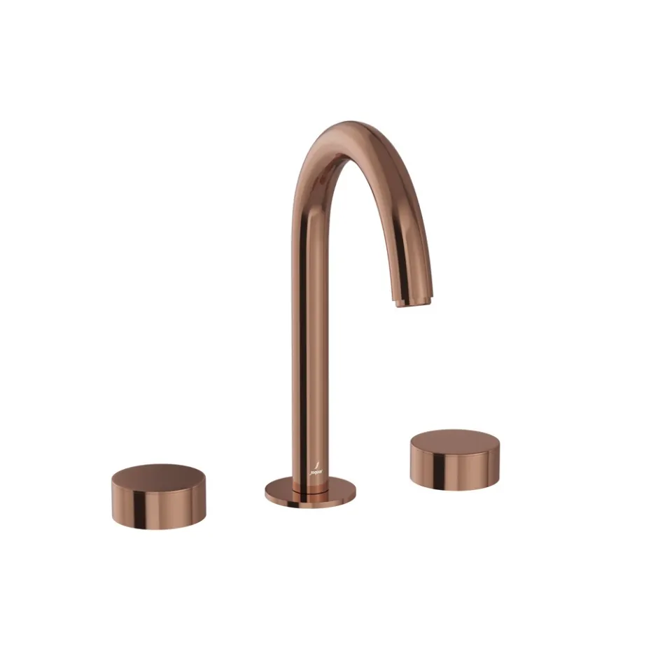 Jaquar 3-Hole Basin Mixer with Pipe Spout Laguna series LAG-BGP-91189PSR Blush Gold Bright PVD - image 1