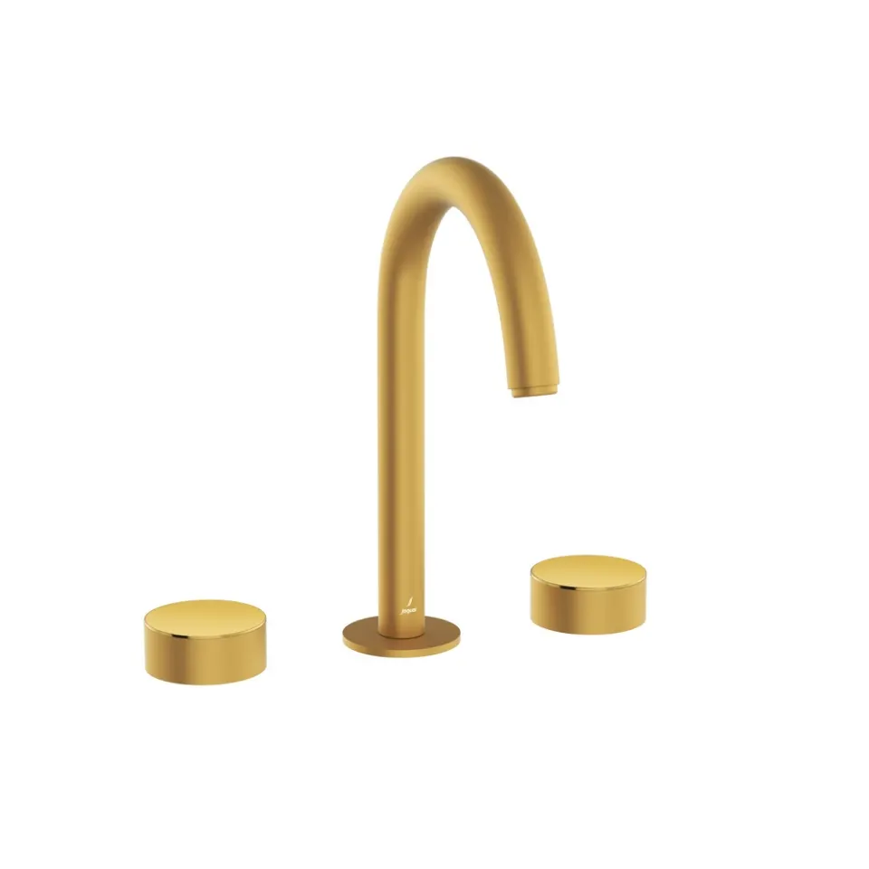 Jaquar 3-Hole Basin Mixer with Pipe Spout - Lever: Gold Bright PVD | Body: Gold Matt PVD Laguna Faucets series LAG-GMG-91189PSR Standard - image 1