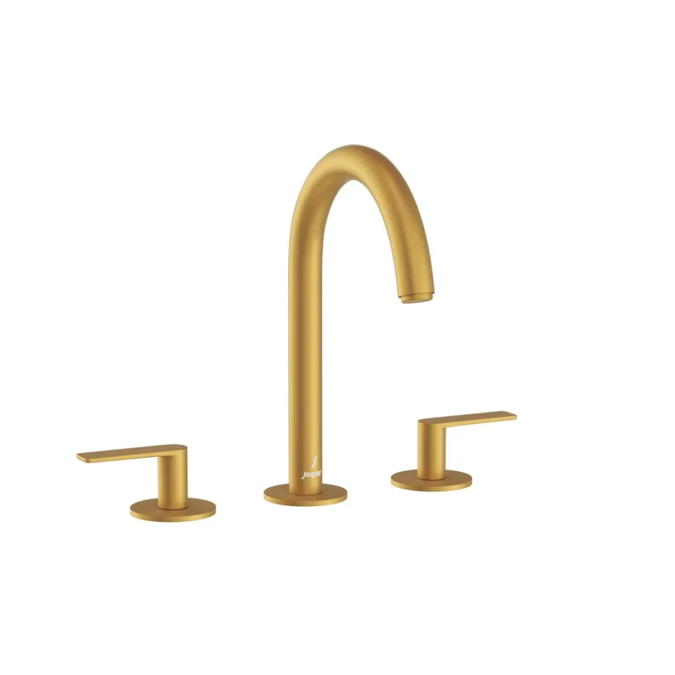 Jaquar 3-Hole Basin Mixer with Pipe Spout Laguna Faucets series LAG-GMP-91189PSL Gold Matt PVD - image 1