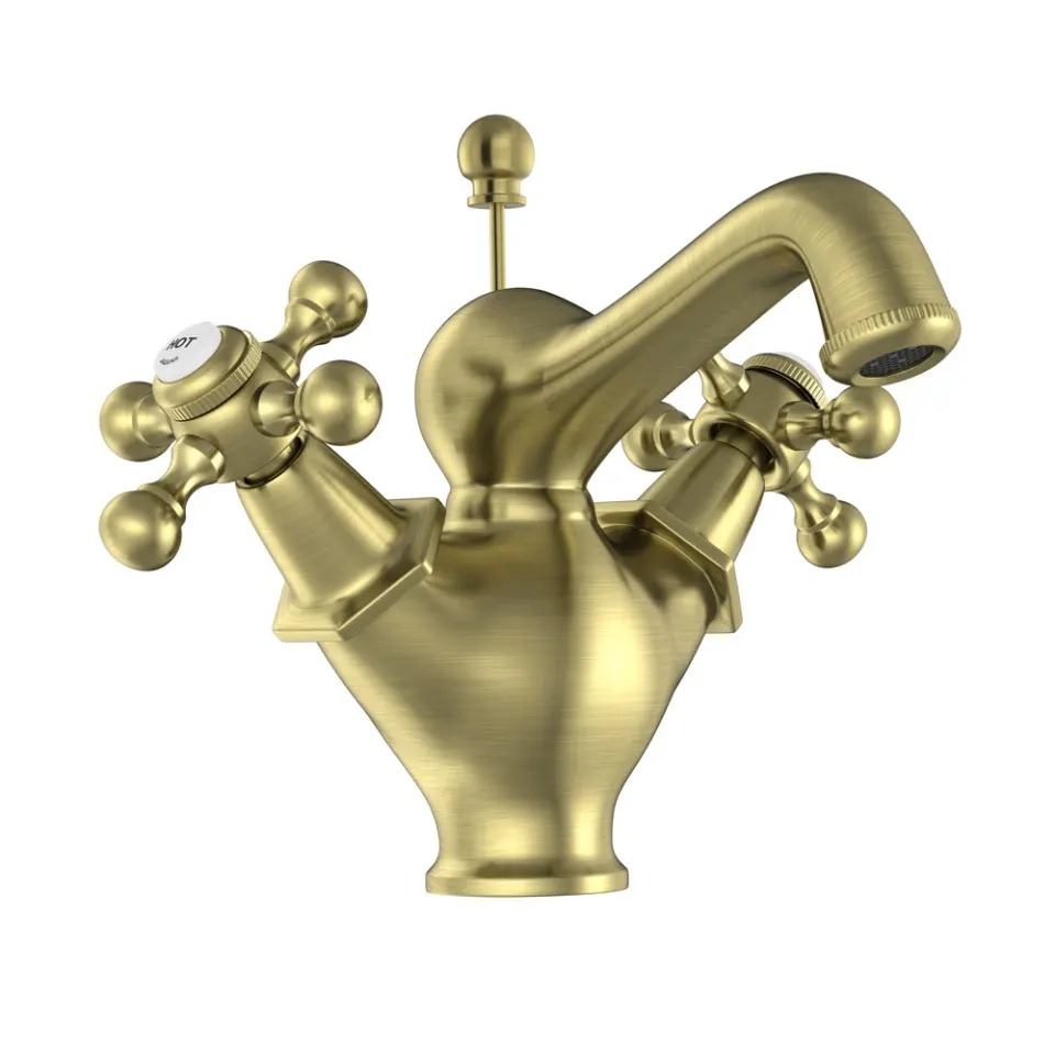 Jaquar Central Hole Basin Mixer with popup waste Queen’s series QQT-ABR-7169B Antique Bronze - image 1