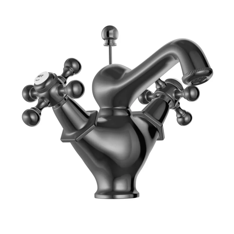 Jaquar Central Hole Basin Mixer with popup waste Queen’s series QQT-BCH-7169B Black Chrome - image 1