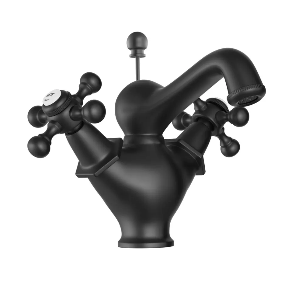 Jaquar Central Hole Basin Mixer with popup waste Queen’s series QQT-BLM-7169B Black Matt - image 1