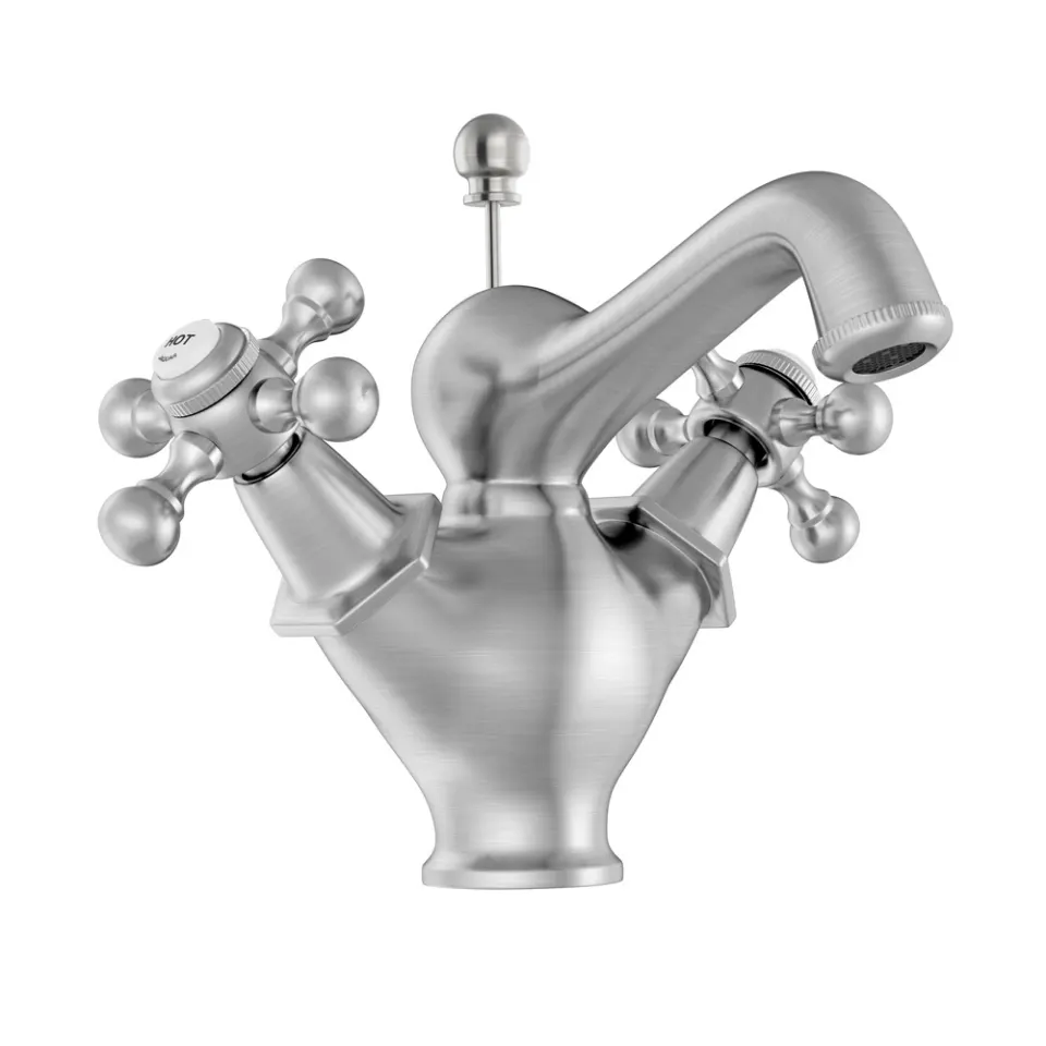 Jaquar Central Hole Basin Mixer with popup waste Queen’s series QQT-SSF-7169B Stainless Steel - image 1