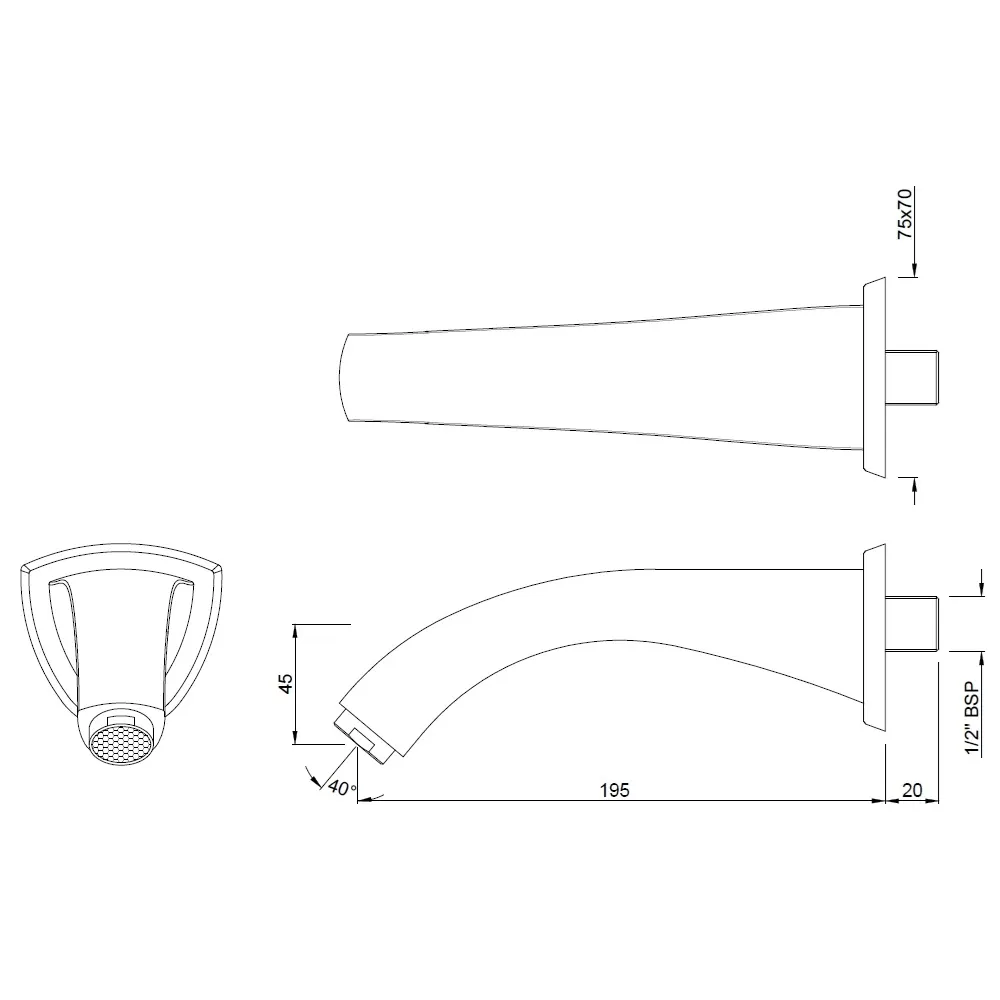 Jaquar Bath Tub Spout Bathtub Spouts series SPJ-BLM-87429 Black Matt - image 2