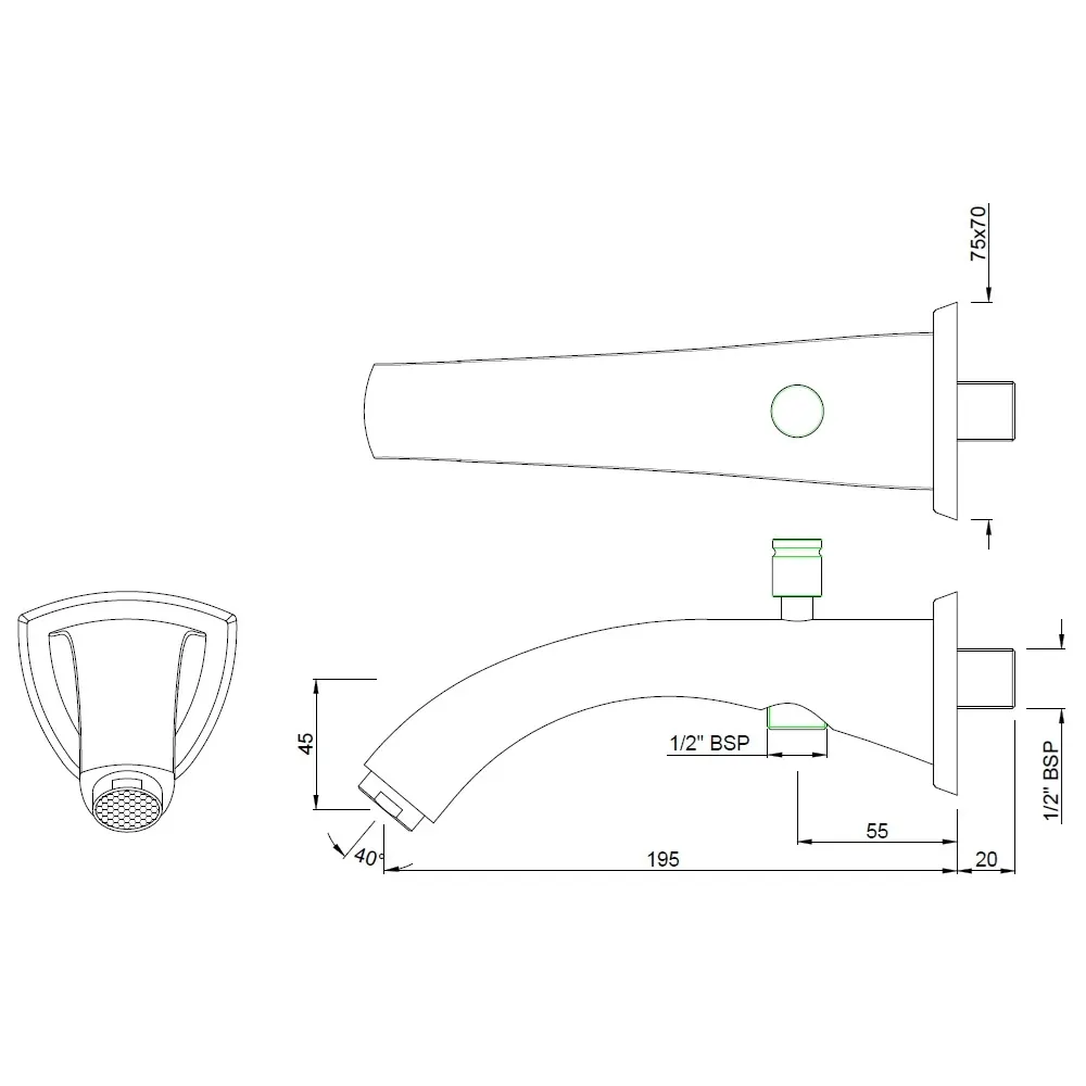 Jaquar Bath Tub Spout Bathtub Spouts series SPJ-GRF-87463 Graphite - image 2