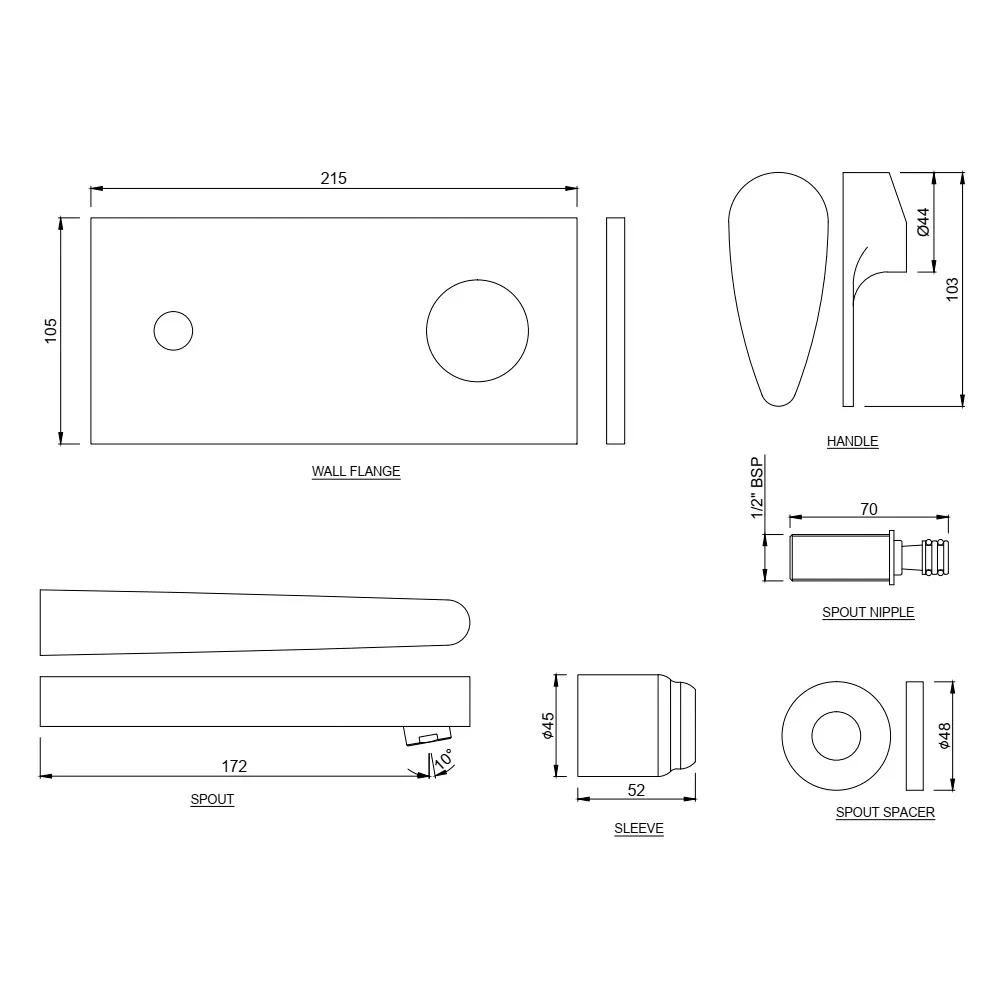 Jaquar Exposed Part Kit of Single Lever Basin Mixer Wall Mounted Vignette Prime series VGP-ABR-81233NK Antique Bronze - image 1