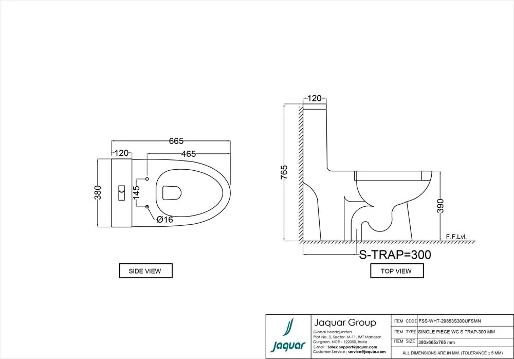 Jaquar Fusion Rimless Single Piece WC, 380 x 670 x 765 mm FSS-WHT-29853S300UFSM White - image 2