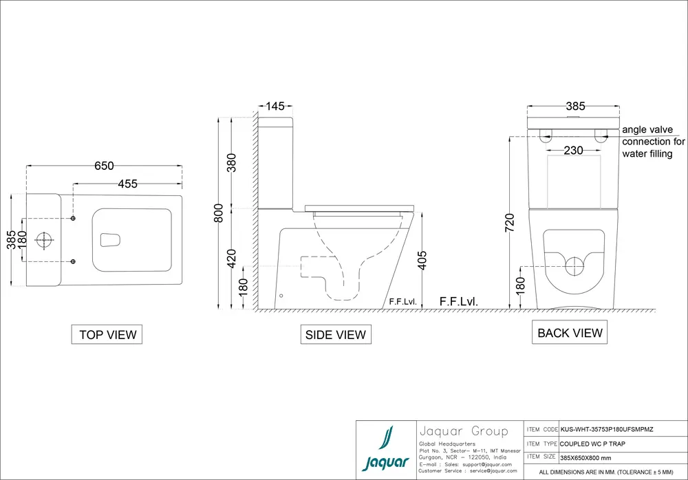 Jaquar Kubix Prime Rimless Bowl with Cistern, 385 x 650 x 800 mm KUS-WHT-35753P180UFSMPMZ White - image 2