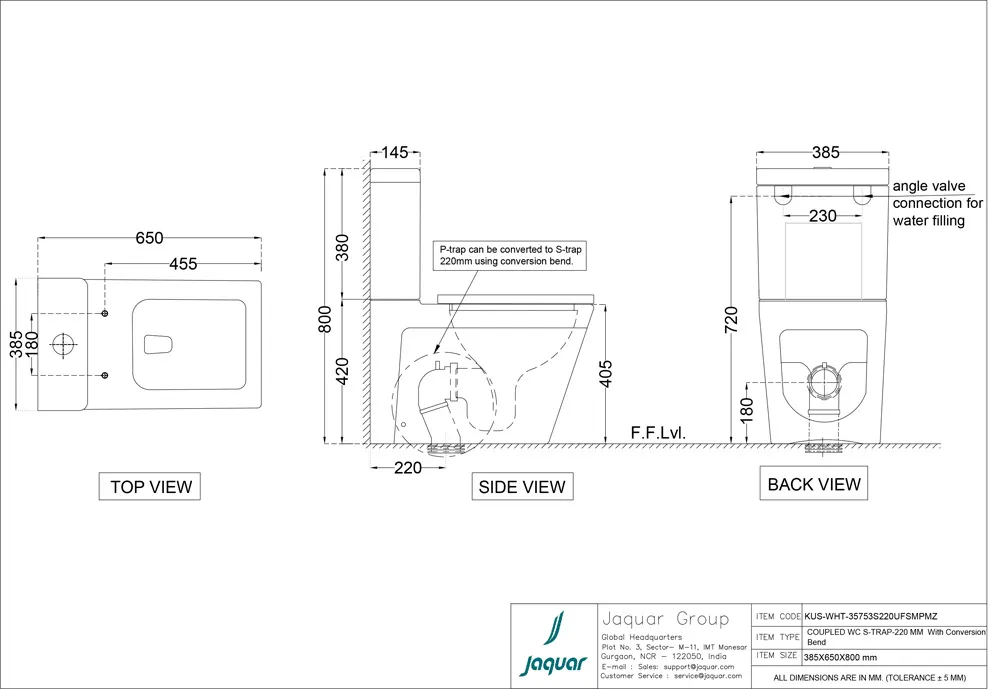 Jaquar Kubix Prime Rimless Bowl with Cistern, 385 x 650 x 800 mm KUS-WHT-35753S220UFSMPMZ White - image 2