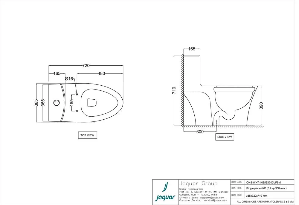 Jaquar Ornamix Rimless Single Piece WC, 385 x 720 x 710 mm ONS-WHT-10853S300UFSM White - image 2