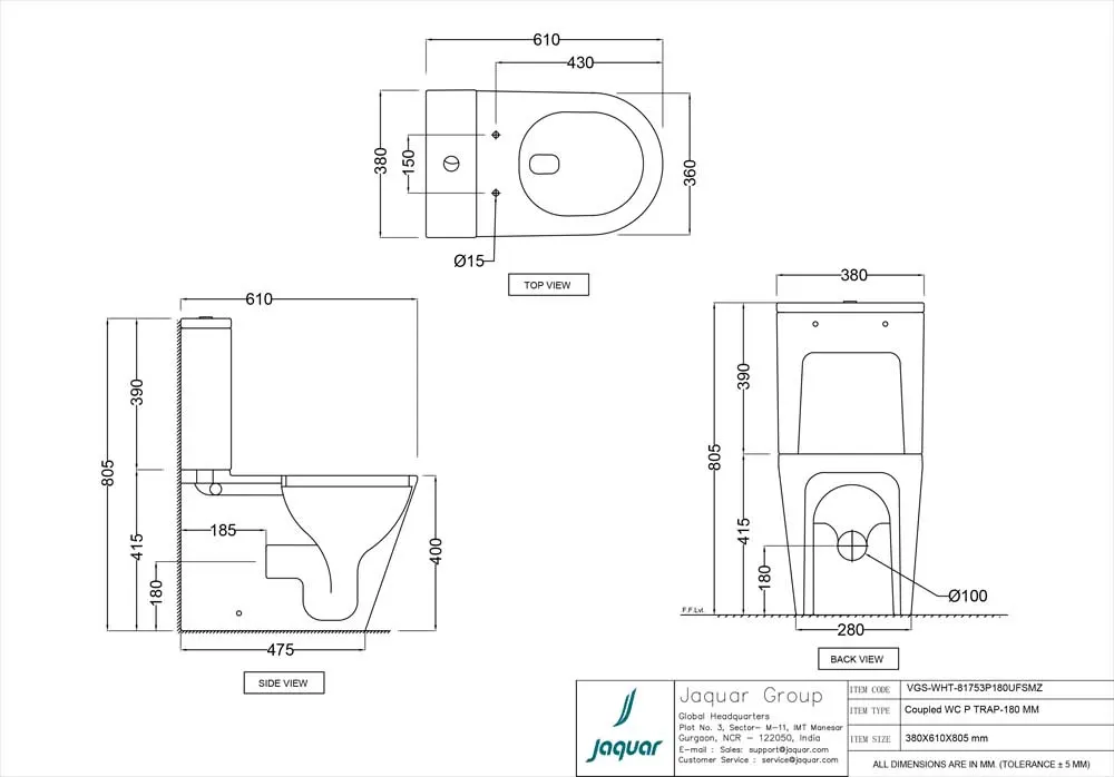 Jaquar Vignette Rimless Bowl with Cistern, 380 x 610 x 805 mm VGS-WHT-81753P180UFSMZ White - image 2