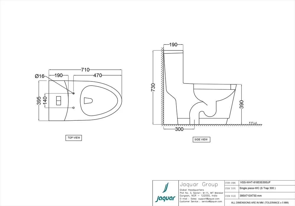Jaquar Vignette Rimless Single Piece WC, 380 x 720 x 720 mm VGS-WHT-81853S300UF White - image 2