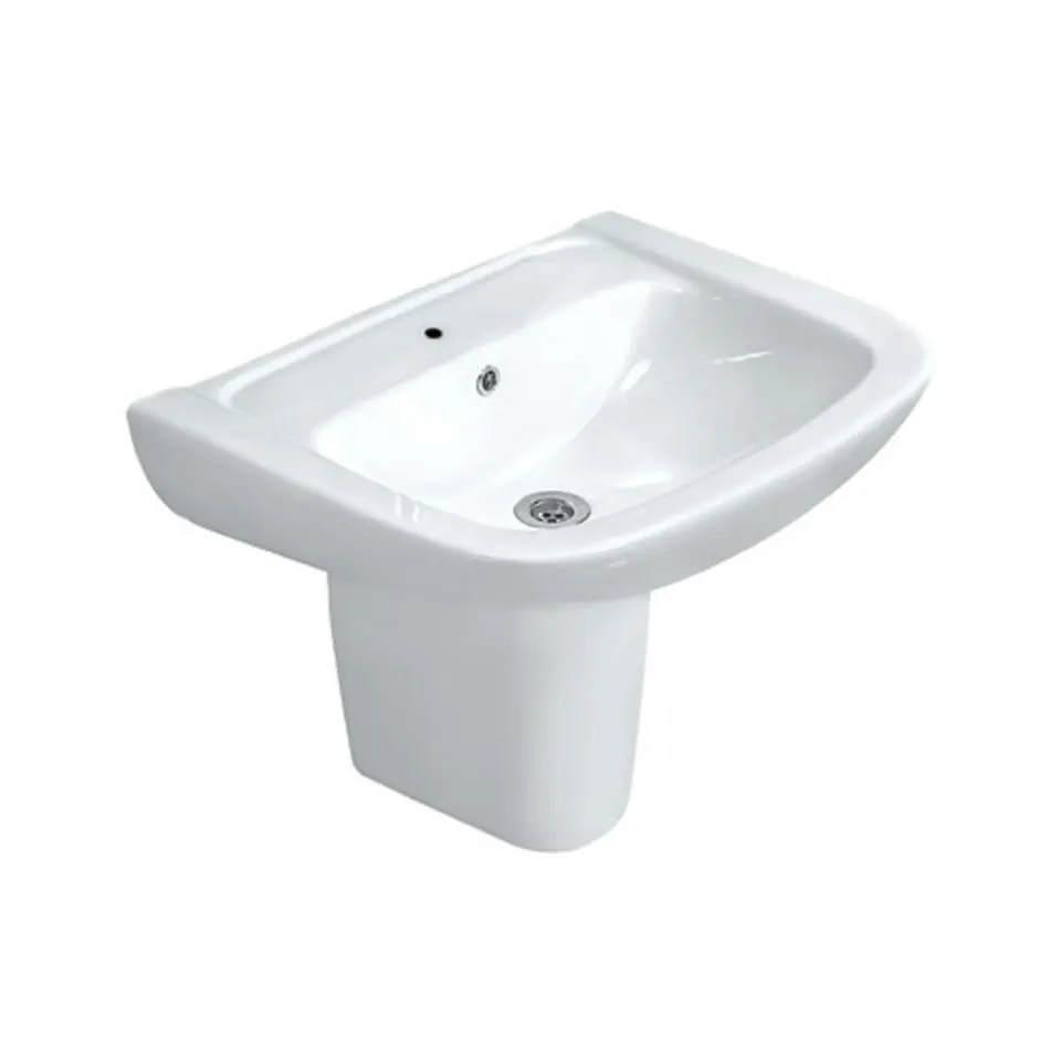 Jaquar Fonte Wall Hung Basin with Half Pedestal, 620 x 480 x 185 mm FNS-WHT-40801 White - image 1