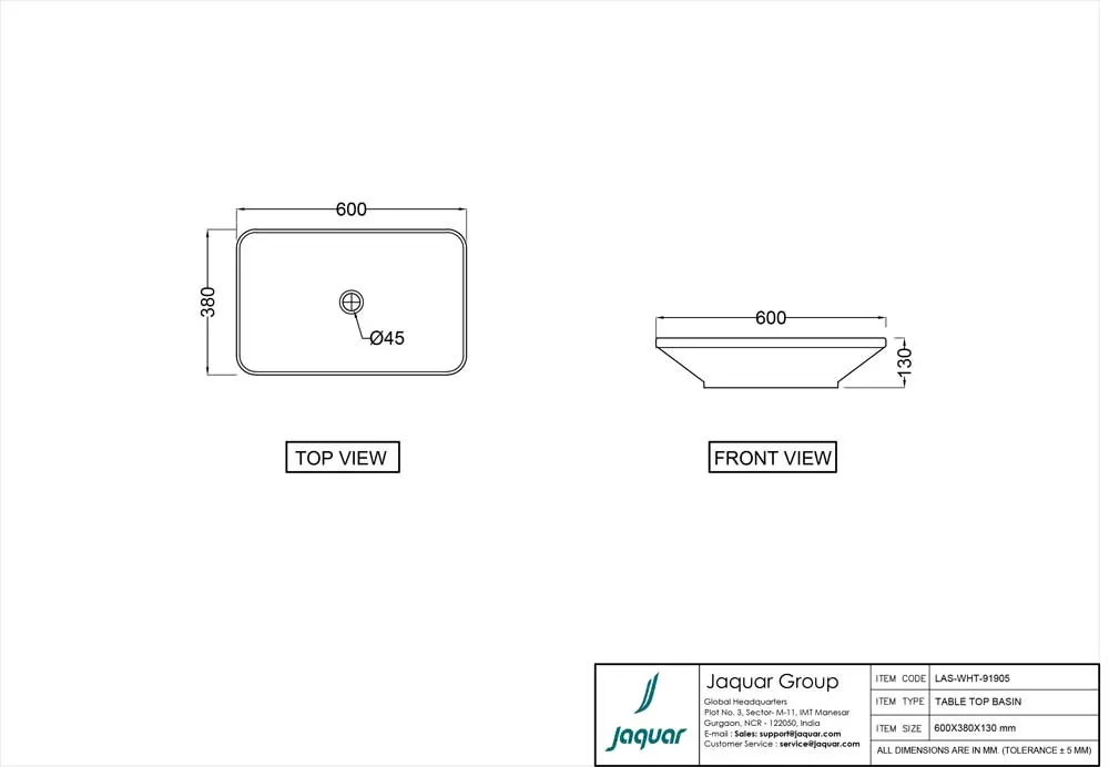 Jaquar Laguna Table Top Basin, 600 x 380 x 130 mm LAS-BEM-91905 Beige Matt - image 2