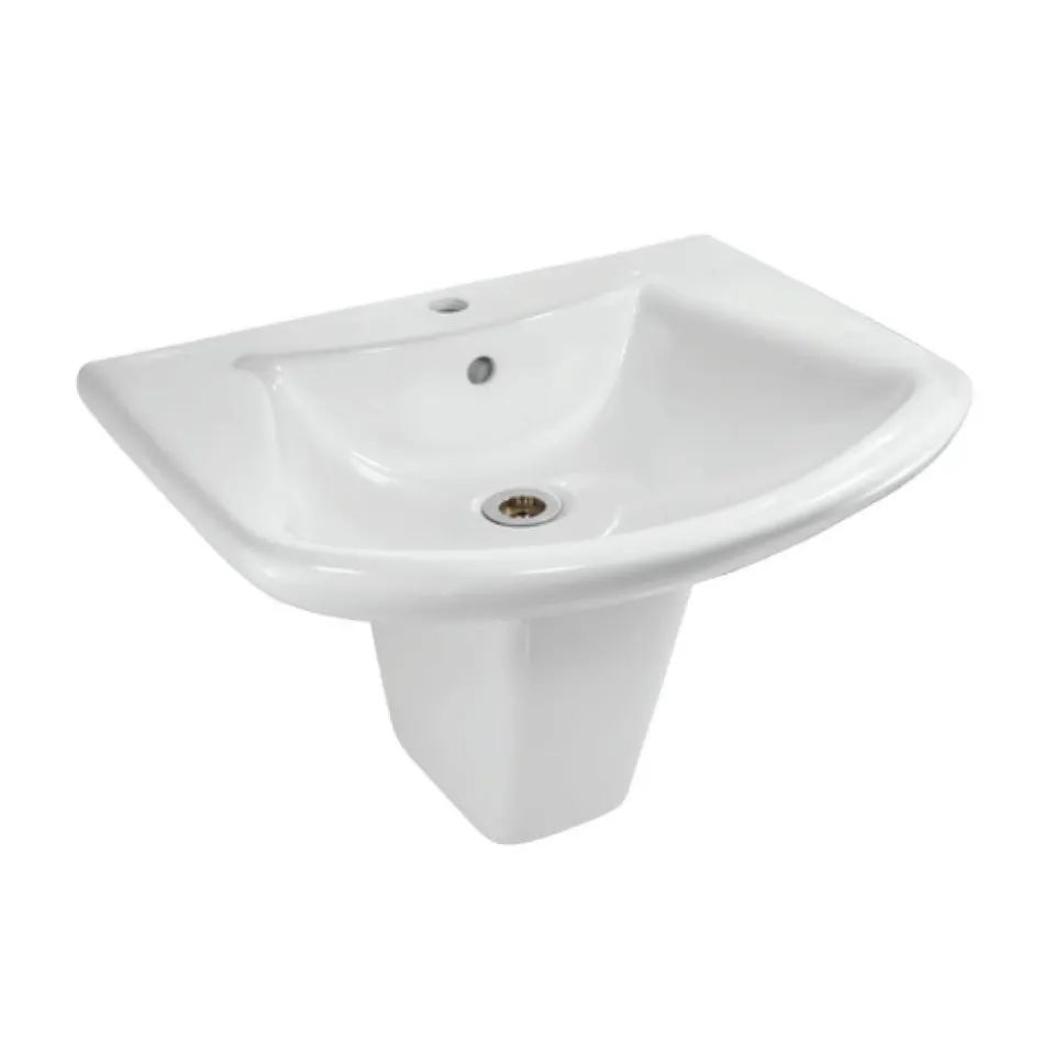 Jaquar Lyric Wall Hung Basin with Half Pedestal, 590 x 490 x 185 mm LYS-WHT-38801 White - image 1