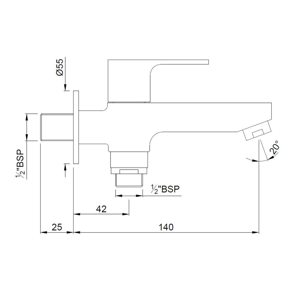 Jaquar 2 Way Bib Tap with Wall Flange Aria series ARI-CHR-39041 Chrome - image 2