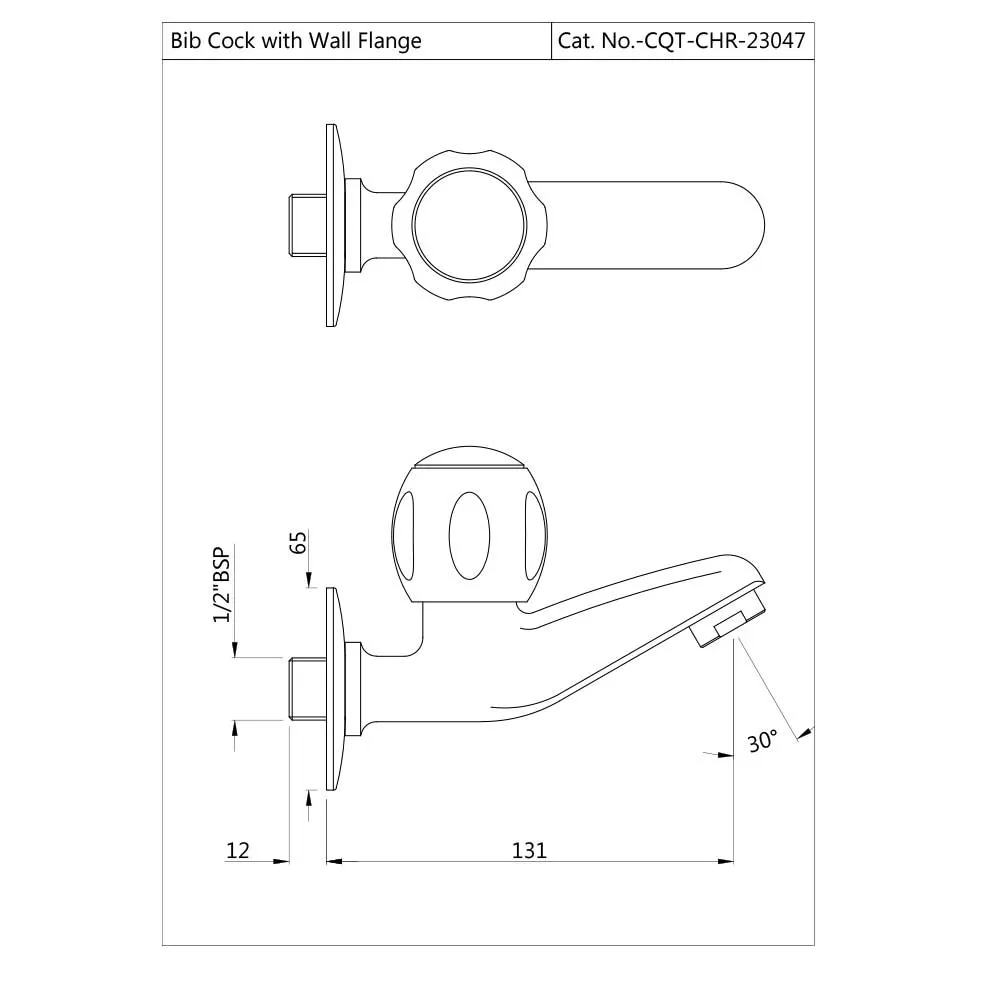 Jaquar Bib Tap with Wall Flange Clarion series CQT-CHR-23047 Chrome - image 2